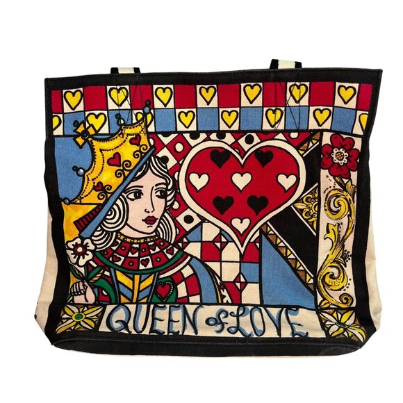 Brighton Handbags - Brighton Queen Of Love Tote Bag With Heart Design & Bold Colors Purse Cards